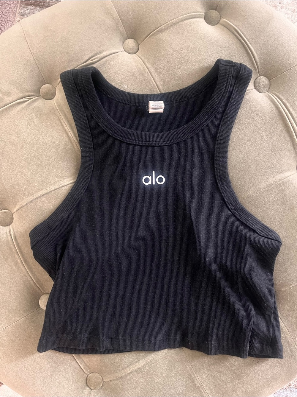 Alo Yoga Black Crew Neck Crop Top